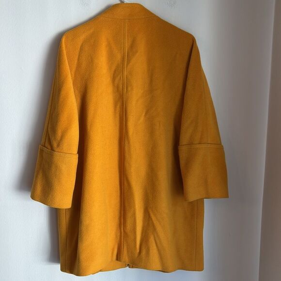 Talbots Wool Mustard yellow short sleeve large buttons Pea Coat women’s 14P GUC - Picture 13 of 14